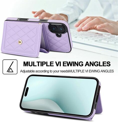 for Apple iPhone 16 Crossbody Wallet Case for Women, PU Leather Card Slot Phone Case with Cash Pocket Kickstand Purse Lanyard Case Cover for iPhone 16.Pocket Black in Kuwait