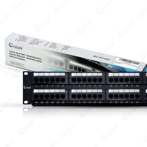 لوحة توصيل NewYork Cables® Cat6 ذات 48 منفذًا - تصميم مثبت على حامل 2U، منافذ غير محمية، ملصقات مرمزة بالألوان - لوحة توصيل إيثرنت مثالية لمراكز البيانات والمؤسسات واسعة النطاق وتحسين شبكة تكنولوجيا المعلومات in Saudi Arabia