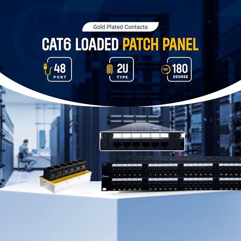 لوحة توصيل NewYork Cables® Cat6 ذات 48 منفذًا - تصميم مثبت على حامل 2U، منافذ غير محمية، ملصقات مرمزة بالألوان - لوحة توصيل إيثرنت مثالية لمراكز البيانات والمؤسسات واسعة النطاق وتحسين شبكة تكنولوجيا المعلومات in Saudi Arabia
