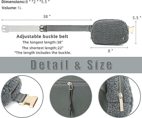 FODOKO Sherpa Belt Bag, Fleece Crossbody Bag Fanny Pack for Women Fashionable Everywhere Waist Bum Bag Pack with Hardware Buckle (Ivory) in Kuwait