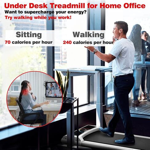 Walking Pad,Max 2.5 HP Portable Under Desk Treadmill,265LBS Capacity Installation-Free Treadmills for Home & Office Small,Remote Control LED Display in Saudi Arabia