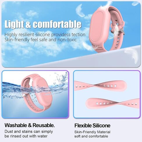 [2Pack] BIQIRE Bracelet Compatible for Samsung Galaxy SmartTag 2 (2023), Soft Silicone Wristband Smart Tag 2 Holder Kids Hidden Galaxy Smart Tag 2 Case Cover for Toddler Child Elderly (Pink+Purple) in Saudi Arabia