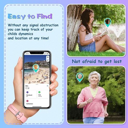 [2Pack] BIQIRE Bracelet Compatible for Samsung Galaxy SmartTag 2 (2023), Soft Silicone Wristband Smart Tag 2 Holder Kids Hidden Galaxy Smart Tag 2 Case Cover for Toddler Child Elderly (Pink+Purple) in Saudi Arabia
