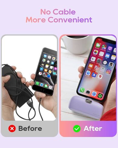 شاحن Kuulaa صغير محمول لهاتف iPhone مع كابل Lightning مدمج وبنك طاقة بقدرة 5000 مللي أمبير في الساعة شحن سريع لهواتف iPhone 14/13/13 Pro/12/12 Pro/11/XR/XS/X/8/7/6 أسود in Saudi Arabia