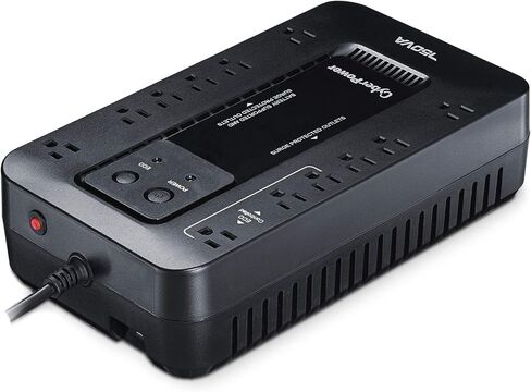 CyberPower EC750GTAA نظام UPS للبطارية الاحتياطية والحماية من زيادة التيار، 750 فولت أمبير/450 وات، 12 منفذًا، وضع ECO، مزود طاقة مدمج غير منقطع، معتمد من TAA in Kuwait