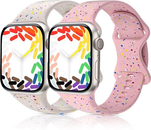 2 Pack Silicone Bands Compatible with Kids Apple Watch Band 38mm 40mm 41mm 42mm 44mm 45mm 46mm, Breathable Soft Sport Band for iWatch Series 10/9/8/7/6/5/4/3/2/1/SE/SE2, Small Wrist Strap for Boys Girls in Saudi Arabia