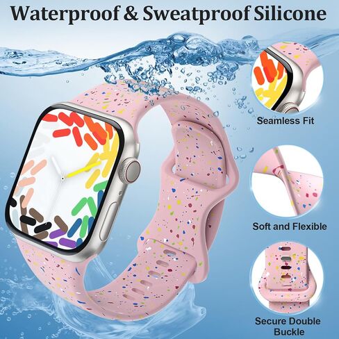 2 Pack Silicone Bands Compatible with Kids Apple Watch Band 38mm 40mm 41mm 42mm 44mm 45mm 46mm, Breathable Soft Sport Band for iWatch Series 10/9/8/7/6/5/4/3/2/1/SE/SE2, Small Wrist Strap for Boys Girls in Saudi Arabia
