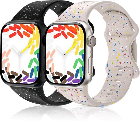 2 Pack Silicone Bands Compatible with Kids Apple Watch Band 38mm 40mm 41mm 42mm 44mm 45mm 46mm, Breathable Soft Sport Band for iWatch Series 10/9/8/7/6/5/4/3/2/1/SE/SE2, Small Wrist Strap for Boys Girls in Saudi Arabia
