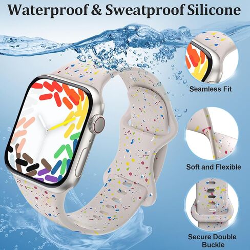 2 Pack Silicone Bands Compatible with Kids Apple Watch Band 38mm 40mm 41mm 42mm 44mm 45mm 46mm, Breathable Soft Sport Band for iWatch Series 10/9/8/7/6/5/4/3/2/1/SE/SE2, Small Wrist Strap for Boys Girls in Saudi Arabia