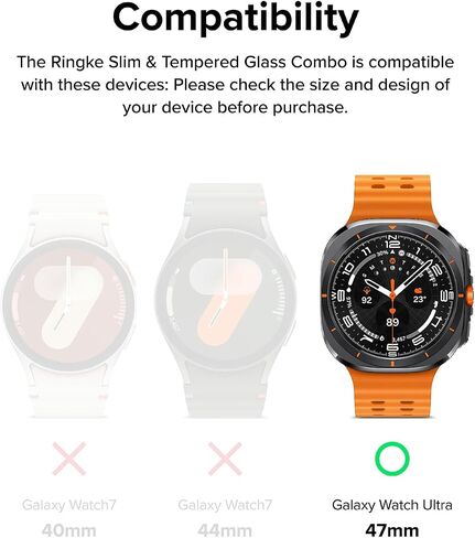 Ringke Slim & Glass [Anti-Yellowing Case + Screen Protector] Compatible with Samsung Galaxy Watch Ultra Case and Screen Protector, Lightweight Solid Cover & Tempered Glass - Clear in Kuwait