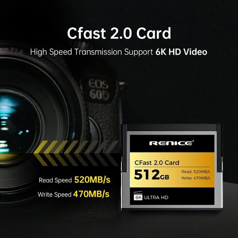 RENICE 640GB Professional CFast 2.0 Memory Card- up to 520MB/s Read Speed-6K HD Video Recording- for Photographers in Saudi Arabia