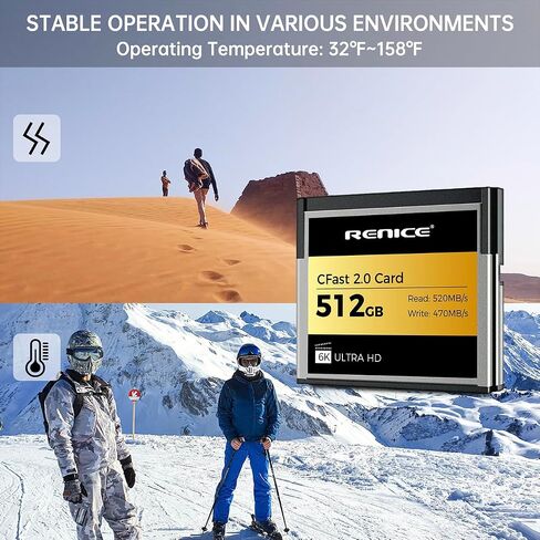 RENICE 640GB Professional CFast 2.0 Memory Card- up to 520MB/s Read Speed-6K HD Video Recording- for Photographers in Saudi Arabia