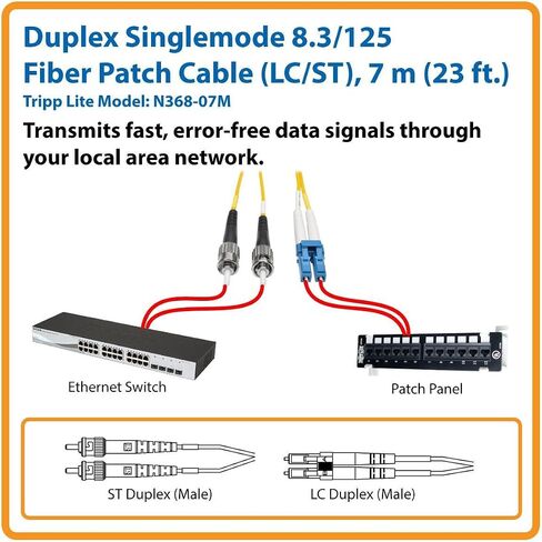 Tripp Lite Duplex Singlemode 9/125 Fiber Patch Cable (LC/ST), 15M (50-ft.)(N368-15M) in Saudi Arabia