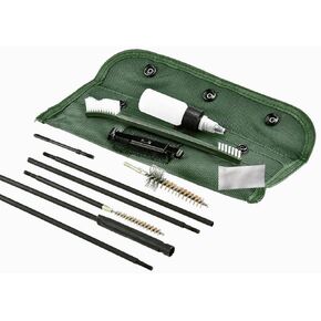 SE 10-Piece Rifle-Gun Cleaning Kit - Includes Brass Brushes, Rod Extenders, and Canvas Storage Pouch - GC16M