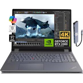 Lenovo ThinkPad P16 Gen 2 Mobile Workstation (16" 4K 100% DCI-P3, Intel 20-Core i7-14700HX, 128GB DDR5, 4TB SSD, NVIDIA RTX 2000 Ada 8GB) Laptop for Engineer, Designer, Architect, IST HUB, Win 11 Pro