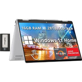 HP Envy x360 2-in-1 14" WUXGA Touchscreen Laptop, AMD Ryzen 7 8840HS, 16GB LPDDR5, 1.28TB Storage(1TB SSD+288GB Docking Station Set), Backlit Keyboard, Privacy Camera, Wi-Fi 6E, Win 11 Home, Silver