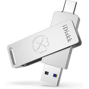【for iPhone 15 Series】 iDiskk 128GB 500mb/S Portable SSD Flash Drive Photo Stick for USB C iPad, MacBook,Laptops,Android Phones&Windows PC,ONE-Click Backup Photos &Videos