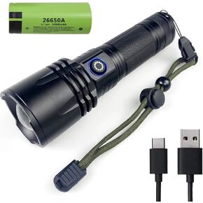 Zoomable Handheld Flashlight High Lumens Rechargeable Tactical Flashlights Long Range Super Bright Torch High Power Multi-Function Led Emergency Handheld Flashlight