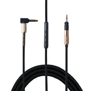 Replacement Audio Cable Cord Compatible with Sennheiser HD598 HD558 HD518 HD598 HD599 HD569 HD579 for Audio Technica ATH-M50x Headphones with in Line Mic Volume Control Nylon Braided,Black