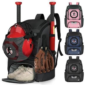 Baseball Backpack Softball Bat Bag for Youth Adults Baseball T-Ball Equipment Bag with Shoes Compartment