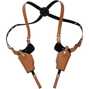 Adjustable Shoulder Holster with Double Magazine Holder, Universal Vertical Concealed Holster Fit Glock 1911 and Most Kinds of Pistols (Brown)