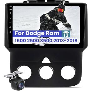 【2G+64G】 Android 13 Car Radio Stereo for Dodge Ram 1500 2500 3500 2013 2014 2015 2016 2017 2018 with Carplay Andriod Auto,Support GPS SWC 5GWiFi BT FM Backup Camera(Manual AC)
