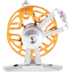 Ice Fishing Reel, 1:1 Speed Ratio Aluminum Alloy Fly Fishing Reel Right Hand Mini Fly Wheel, Lightweight Fishing Reels, Reels for Freshwater Saltwater (Gold)