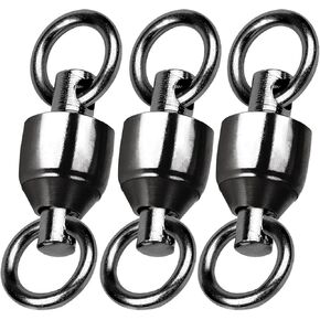 Fishing Swivel Ball Bearing Swivel Stainless Steel Solid Welding Ring Fishing Swivels Saltwater Freshwater Fishing Heavy Duty Tackle Black Nickel
