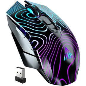 SM10 RGB Wireless Gaming Mouse with Tri-Modes (BT5.0+BT5.0+2.4GHZ),Rechargeable Wireless Mouse for Laptop/PC/Windows/Mac,Black