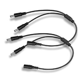 DC Power Splitter Cable-2 Pack Black, 1 Female to 2 Male 5.5mm*2.1mm Power Output Adapter Cord for CCTV Security Cameras, LED Strip Lights and More (2 Pack, 1 to 2 Way)