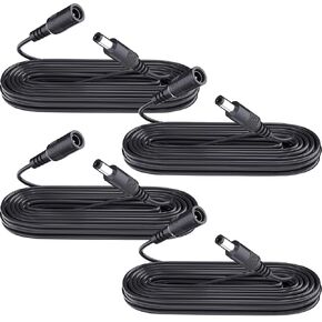 4 Pack 10ft/3M Power Extension Cable,4PCS DC 12V 5.5mm*2.1mm Power Adapter Extension Cord,Compatible with 12V DC Power Adapter or Wall Charger for CCTV Security Camera,LED Strip and More (White)