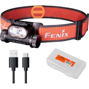 Fenix HM65R-T V2.0 Running Headlamp, 1600 Lumen White Light and Warm White Dual Beams, USB-C Rechargeable, Lightweight Long Runtime for Trail Running, with LumenTac Organizer (Black)
