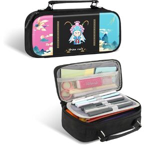 Large Pencil Case for Boys - Cute Opera Face Pencil Pouch with Compartments, Big Capacity Teens Pen Bag for Kids, Students, Office School