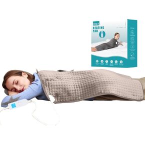 Ruqiji 17''x33'' XXXL King Size Heating Pad with 120 Minutes Auto Shut Off&6 Temperature Settings, Flannel Electric Heating Pad/Pain Relief for Back/Neck/Shoulders/Menstrual Pain/Leg Cramp (Dark Blue)