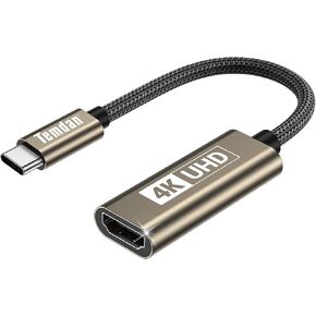 Temdan USB C to HDMI Adapter 4K@60Hz, [High-Speed, Thunderbolt 3/4] USB Type C to HDMI Adapter, Aluminum, Portable, Compatible with iPhone 15/16/ Pro/MaxMacBook Pro, iPad, XPS, Galaxy and More