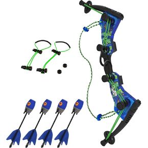 Zing HyperStrike Dominator Bow Pack - 1 Blue Dominator Bow, 4 Blue Zonic Whistle Arrows, 1 Set of Bungee Replacement and 1 Shoulder Strap - Great for Long Range Outdoor Play, for Ages 14 and Up
