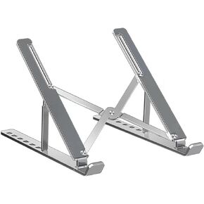 Portable Laptop Stand BEIFOER Foldable Laptop Stands for Desk, Adjustable Aluminum+Silicone Ergonomic Travel Laptop Riser, Ventilated Cooling MacBook Stand for All 10-18'' Notebook, Sliver