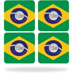 MightySkins Skin Compatible with Tile Slim Key Finder (4 Pack) wrap Cover Sticker Skins Brazilian Flag
