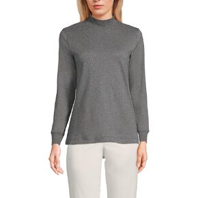 Lands' End Women Long Sleeve Relaxed Cotton Mock Rich Burgundy Plus 3X