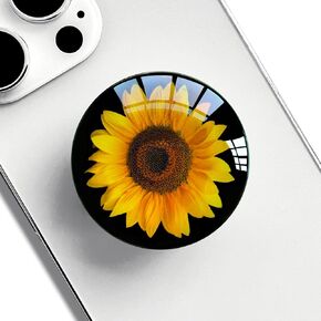 Translucent Clear Phone Grip with Expanding Kickstand,Cell Phone Collapsible Stand Sunflower Flower Design for Smartphones