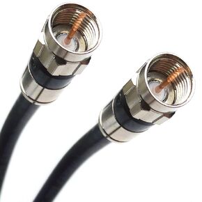 PHAT SATELLITE 75ft Black 3X Shields Indoor Outdoor RG-6 Coaxial Cable Nickel-Plated Brass Connector 75 Ohm (Satellite TV, Broadband Internet, Ham Radio, OTA HD Antenna Coax) Assembled in USA