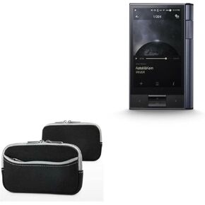 BoxWave Case Compatible with Astell & Kern KANN - SoftSuit with Pocket, Soft Pouch Neoprene Cover Sleeve Zipper Pocket - Jet Black with Grey Trim