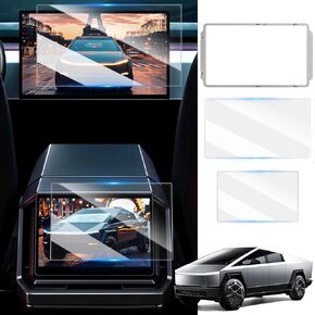 Screen Protector Compatible with Tesla Cybertruck 2024 2023,2PCS Anti-fingerprint Dashboard Touchscreen Infotainment Main and Rear Display Covers for Cyber Truck Screen Protector Accessories