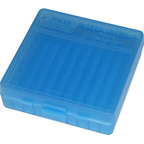 MTM Case-Gard P-100 Series Small Handgun Ammo Box, 100 Round, Clear Blue-5 x 5 x 5 inches