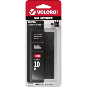 VELCRO Brand Industrial Strength Fasteners | Stick-On Adhesive | Professional Grade Heavy Duty Strength Holds up to 10 lbs on Smooth Surfaces | Indoor Outdoor Use | 4in x 2in (2pk) , Black