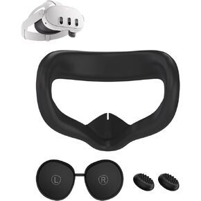 for Meta Quest 3s,BOVUGAC VR Silicone Case Design Upgraded Accessories for Quest 3S, Face Cover, Controller Grips,Protective Lens Cover, 3 in 1-Purple