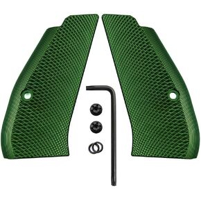 Cool Hand Aluminum Grips for CZ 75/85 Compact, CZ P-01, P100, C100，T100, PCR, CZ 75 D, Canik 55, Black Screws Included, Mild Aggressive Texture, 1/4" Thin