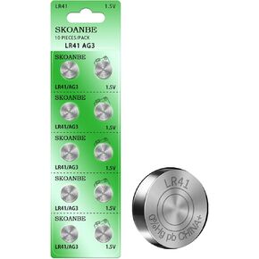 SKOANBE 10PCS LR41 392 384 192 AG3 SR41 1.5V Button Coin Cell Battery