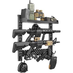 OneTigris Gun Rack Wall Mount, Hold Up 80lbs Indoor Gun Rack for Wall Horizontal 21.5"*22.1" Small