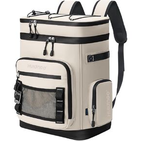 30L Large Cooler Backpack, Leakproof Insulated Backpack Cooler for Women, Waterproof, Double Deck, Beige